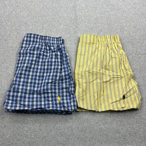 Lot of 2 Polo Ralph Lauren Sleep Shorts Men's Large Striped Cotton 5" Pull On
